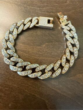 Iced Out Gold Plated Miami Cuban Link Chain Bracelet